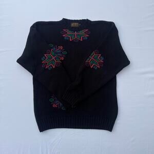 Vtg Eddie Bauer Sweater Mens Large Cotton Snowflake Pattern Design